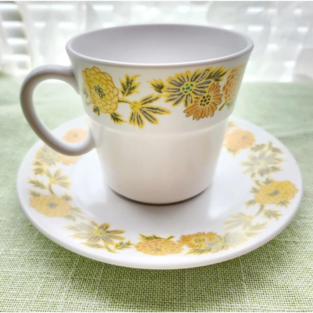 Vintage Noritake Chrysanthemum “Sunny Side” Coffee Tea Cup & Saucer